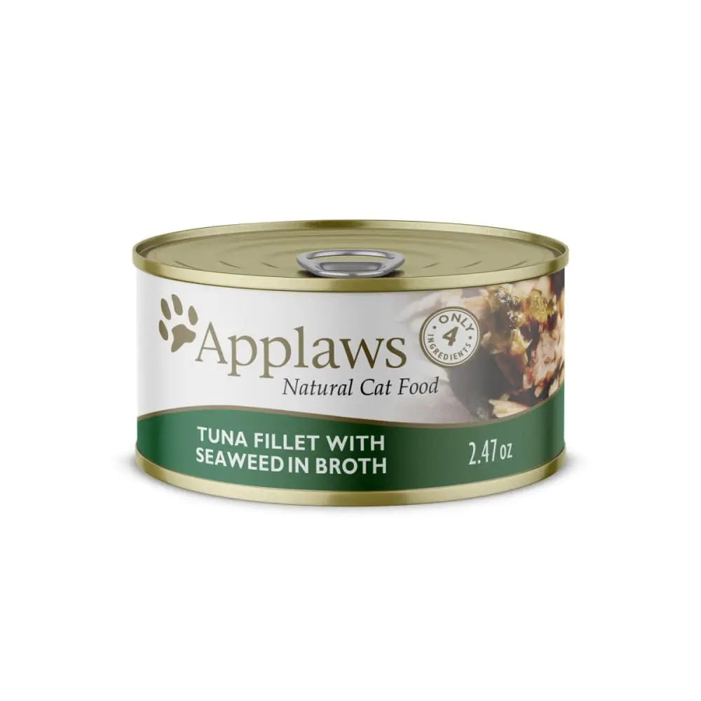 Applaws Premium Natural Wet Cat Food: Tuna Fillet with Seaweed in Broth, 24 Cans per Case