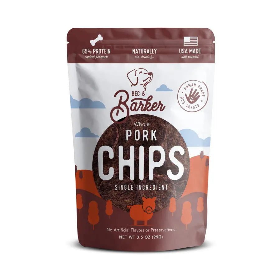 Beg & Barker Premium Pork Heart Air - Dried Chips, Ideal Dog Treats