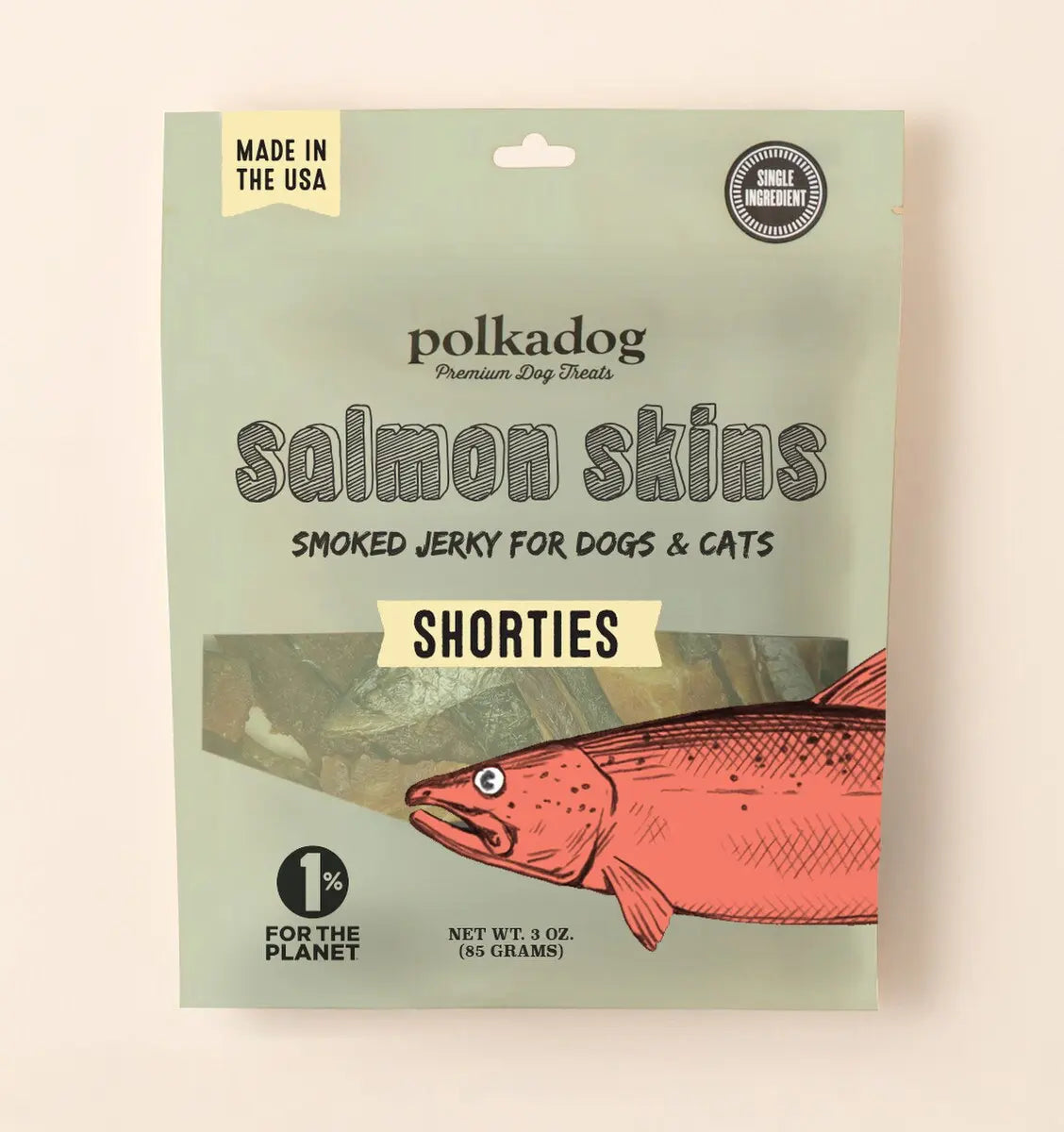 Polkadog 3 oz Premium Salmon Skin Jerky Dog Treats, 100% Natural