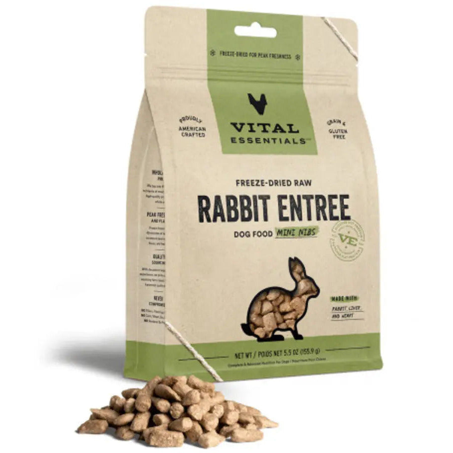 Vital Essentials® Freeze - Dried Raw Rabbit Entree Mini Nibs Dog Food: Premium Canine Nutrition