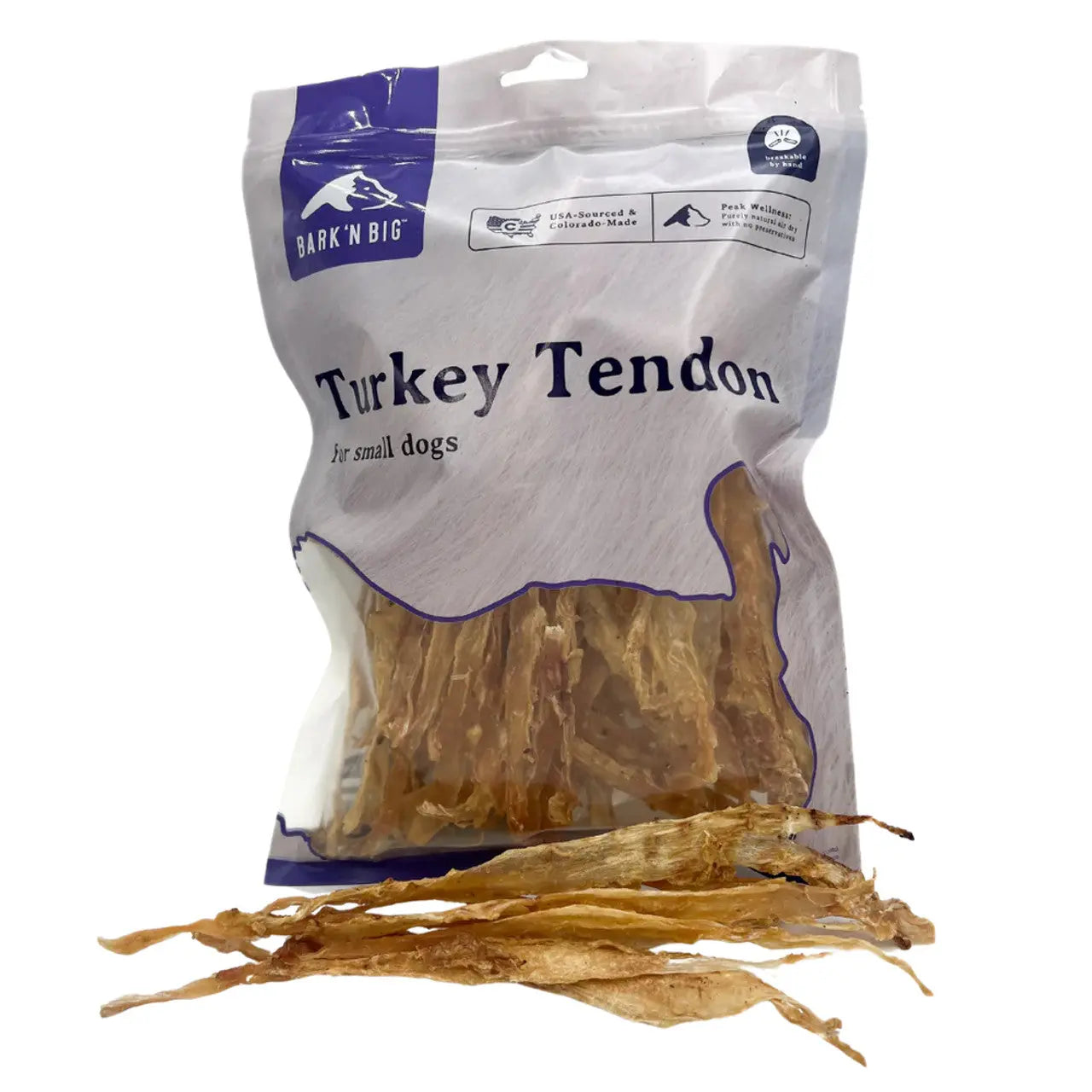 BarkNBig 100% U.S. Sourced Dehydrated Turkey Tendon Dog Treats for Healthy Pups