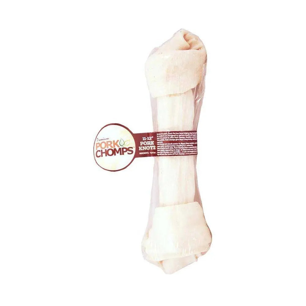 11-Inch Single Count Baked Pork Skin Knot Bone Dog Treats - Pork Chomps™