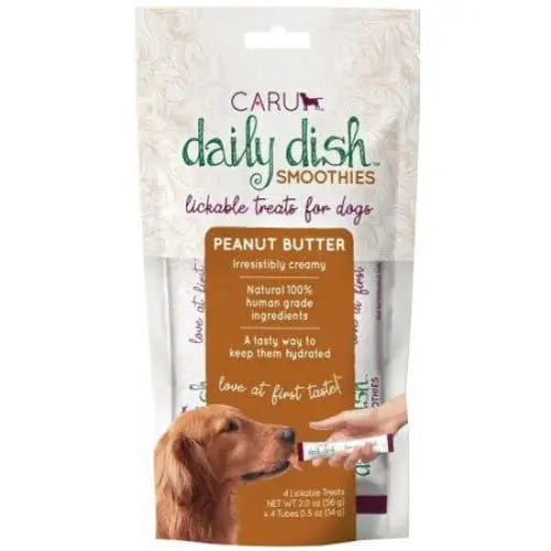Caru Pet Food Daily Dish Smoothies - Irresistible Peanut Butter Flavored Lickable Treats for Dogs