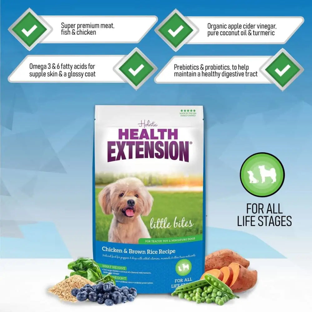 Health Extension Small - Sized Chicken & Brown Rice Recipe Dry Dog Food for Teacup, Toy, and Miniature Dogs