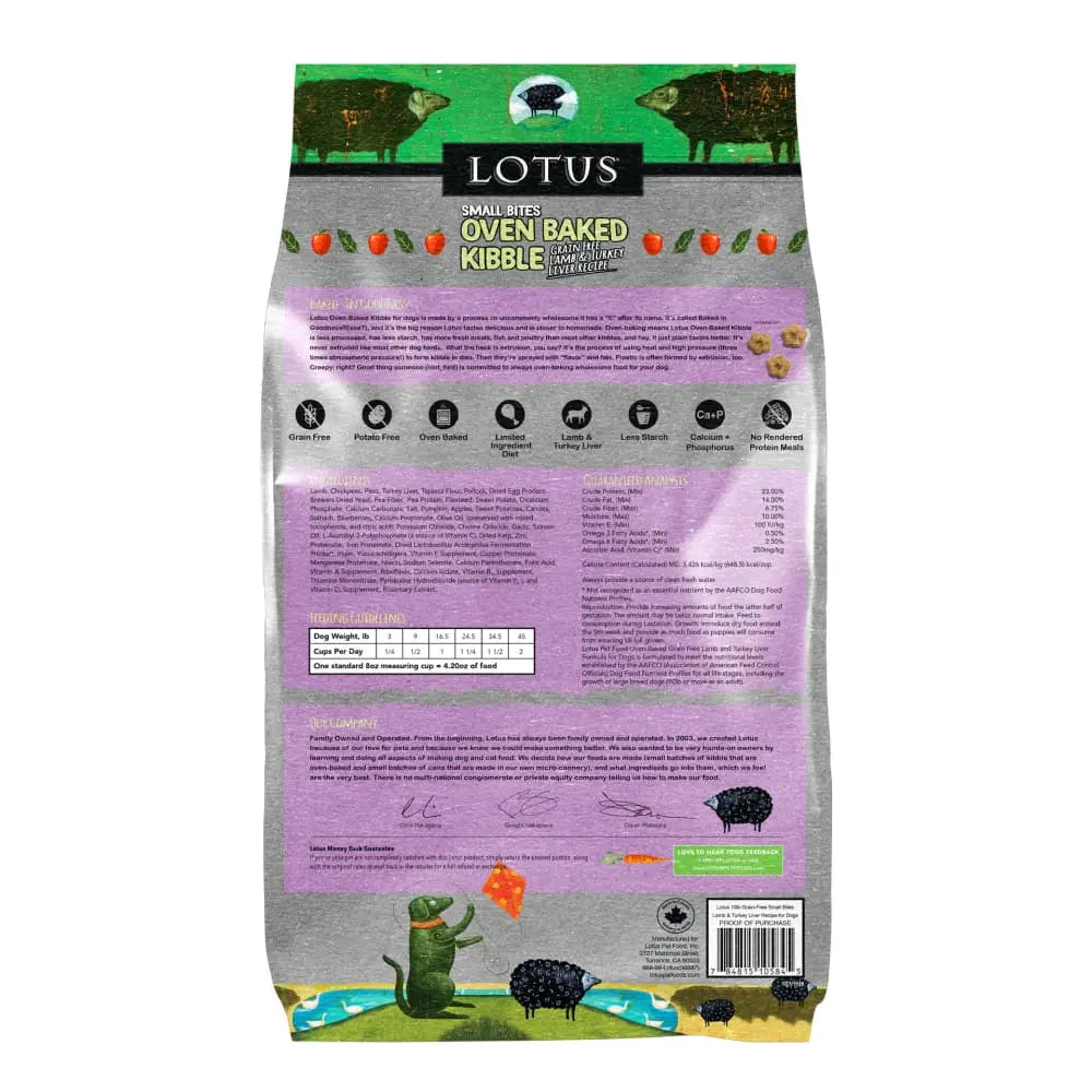 Lotus Grain-Free Oven-Baked Small Bites Dry Dog Food with Lamb and Turkey Liver