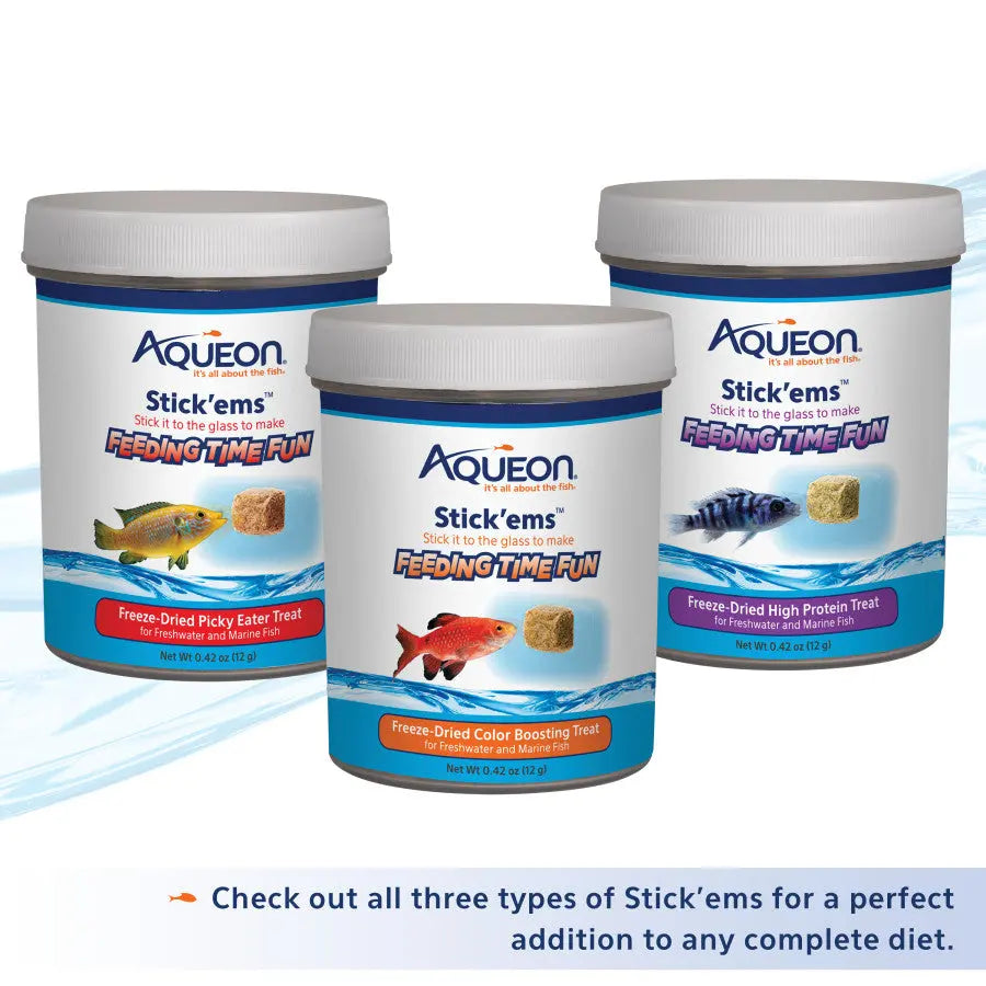 Aqueon Stick'ems Freeze-Dried Treats for Freshwater and Marine Fish - Premium Brine and Mysis Shrimp Fish Food