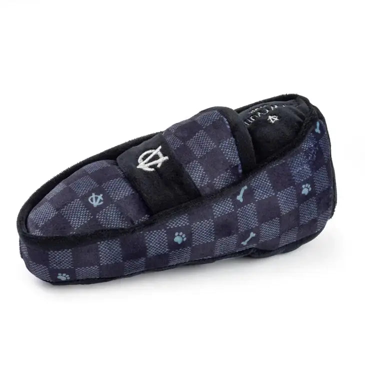 Haute Diggity Dog Luxury Black Checkered Squeaky Loafer Plush Dog Toy