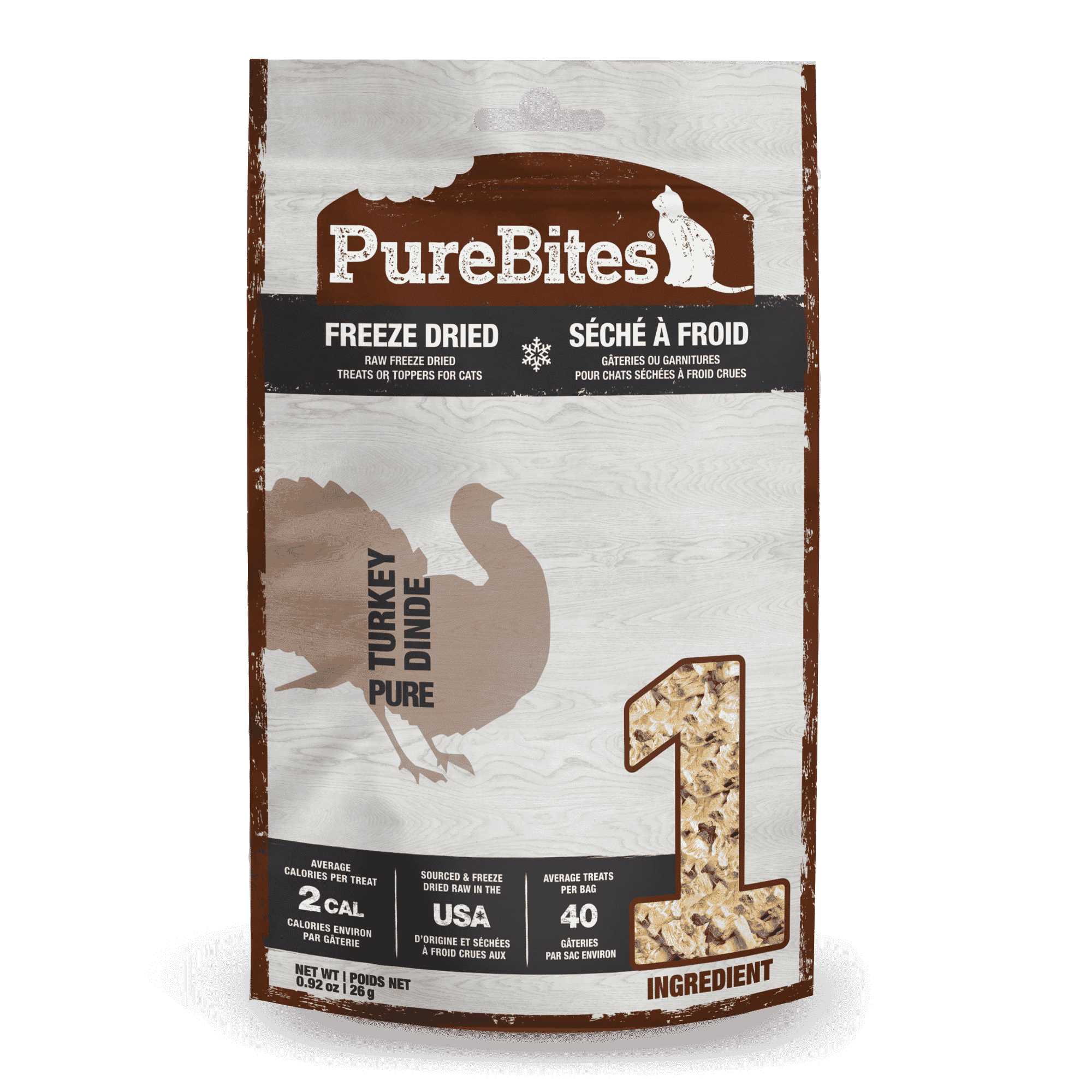 Premium PureBites Freeze - Dried Cat Treats Made from 100% Pure Turkey Breast, 0.92 oz