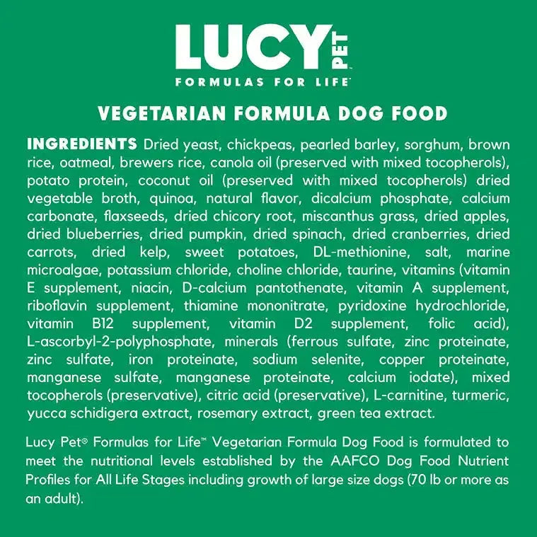 Lucy Pet Products High - Quality Vegetarian Formula Dry Dog Food for Optimal Canine Health