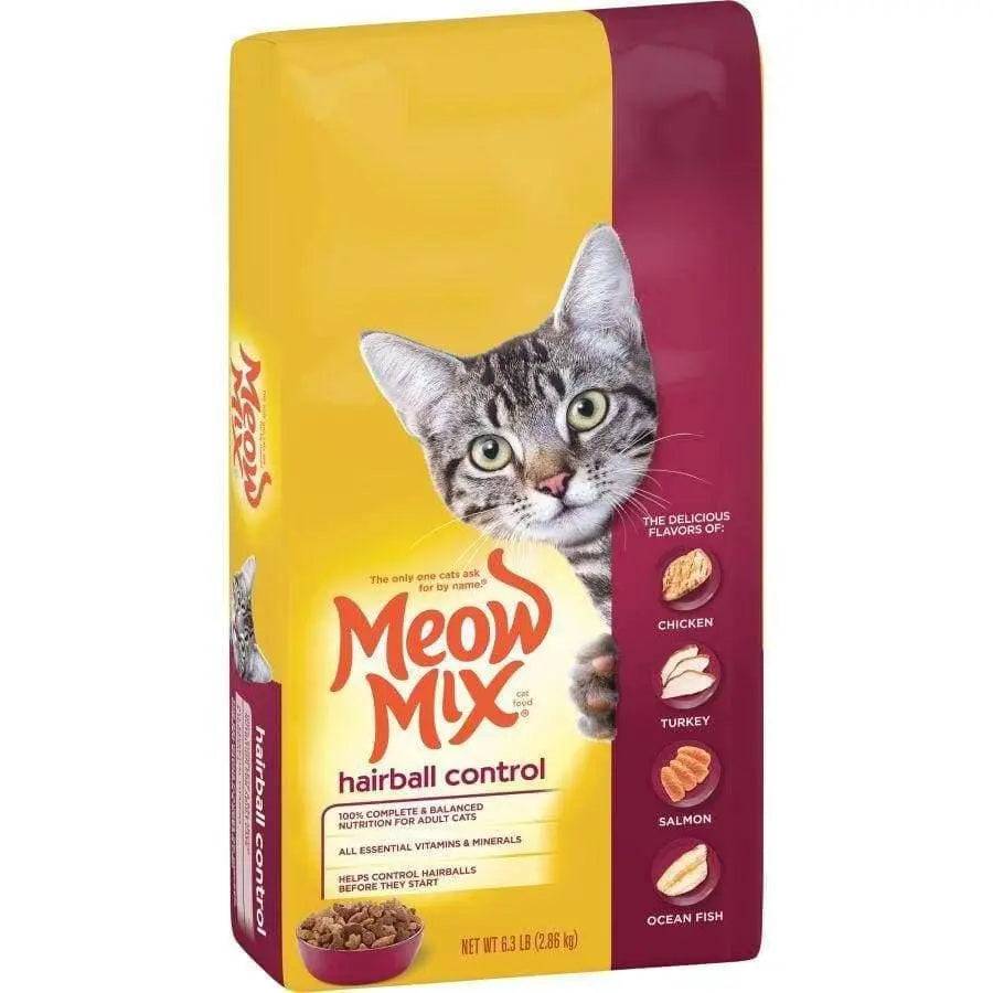 Meow-Mix Dry Cat Food for Hairball Control with Flavors of Chicken, Turkey, Salmon, and Ocean Fish