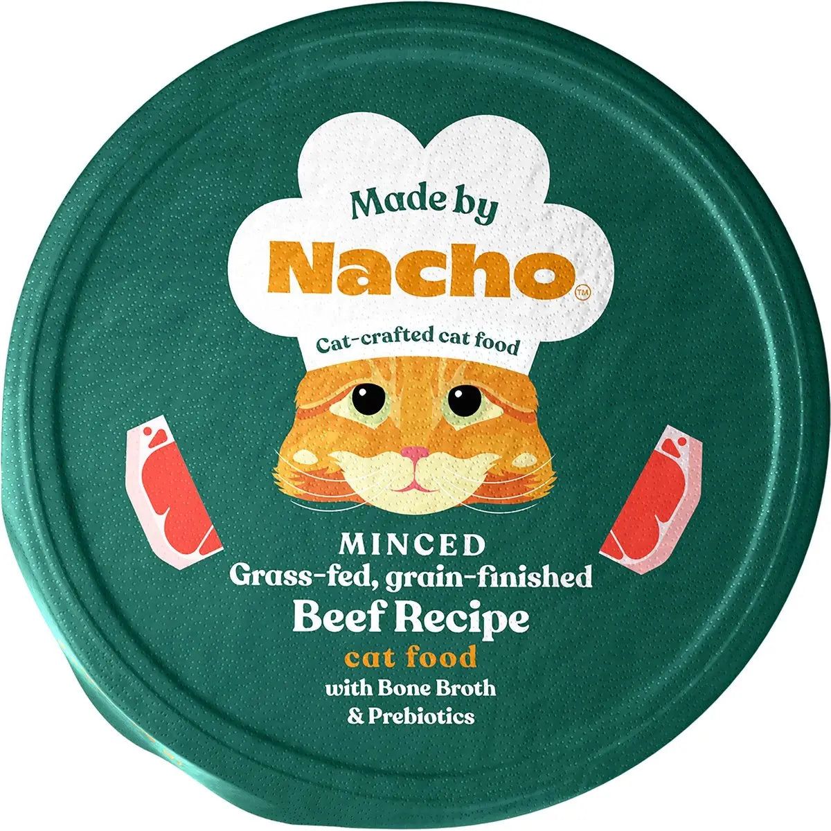 High - Quality Grass - Fed and Grain - Finished Minced Beef Recipe with Nutritious Bone Broth Wet Cat Food Made by Nacho