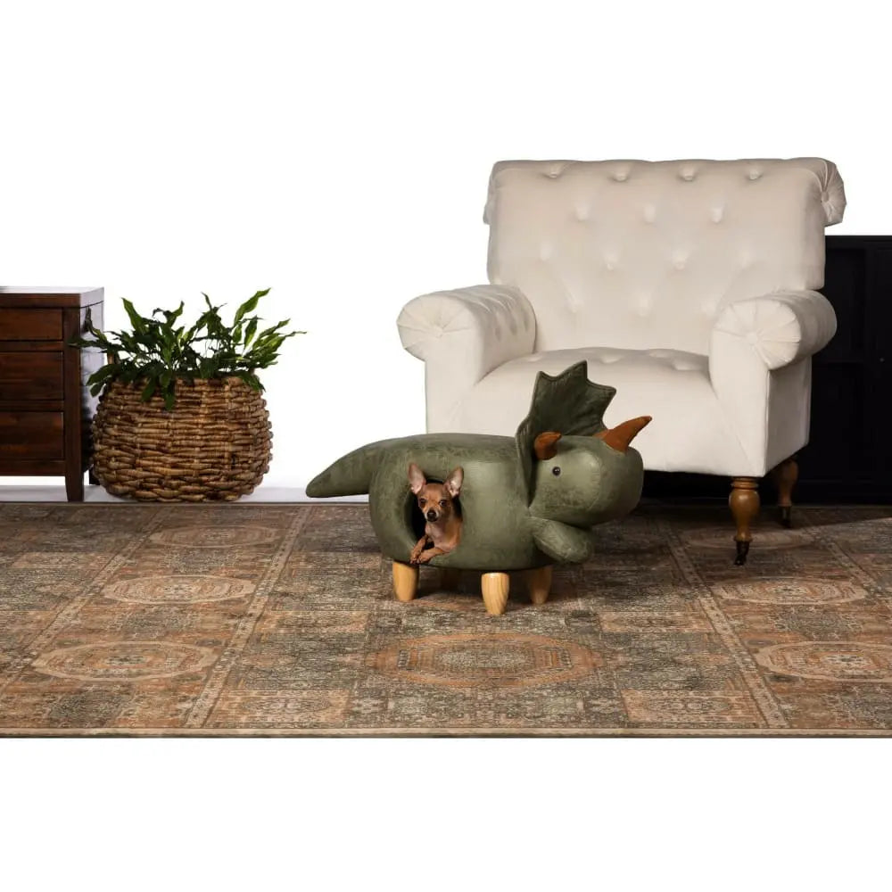 Prevue Pet Cozy Green Faux - Leather Dinosaur Ottoman Cat and Dog Hideaway