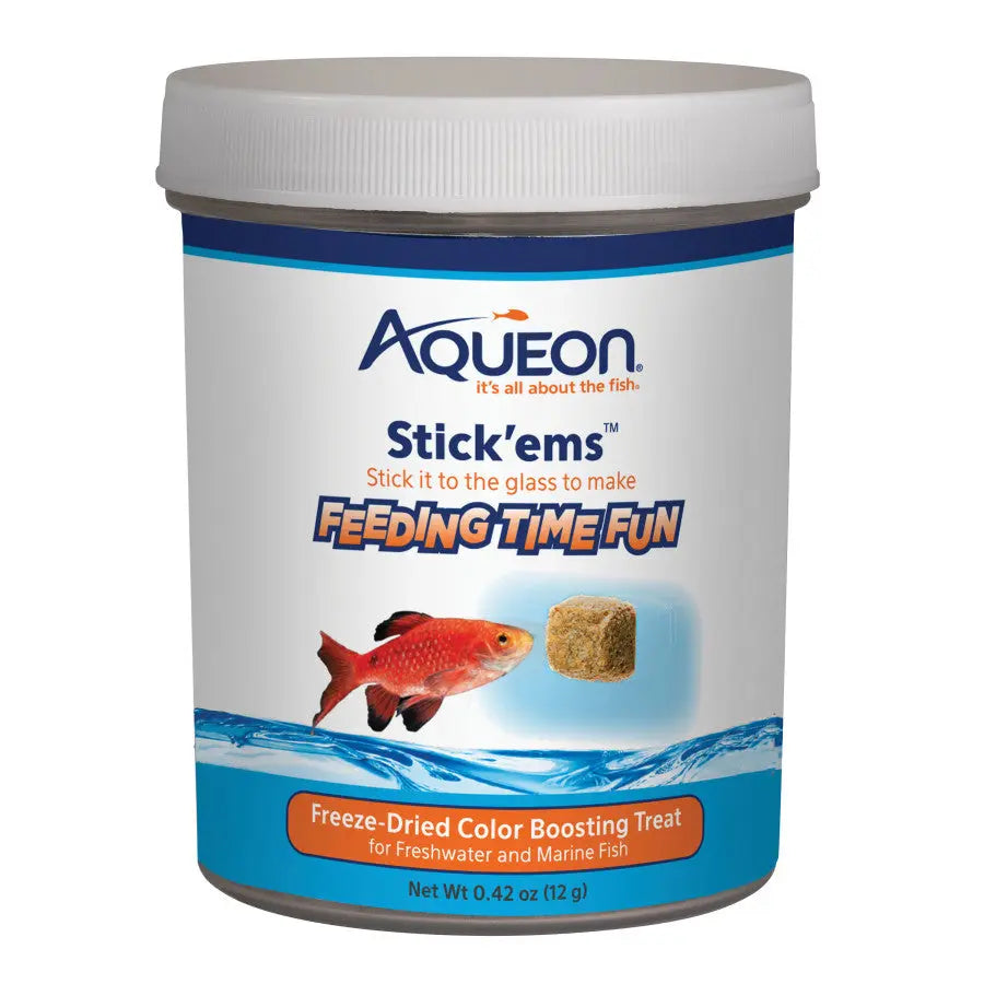 Aqueon Stick'ems Freeze-Dried Treats for Freshwater and Marine Fish - Premium Brine and Mysis Shrimp Fish Food