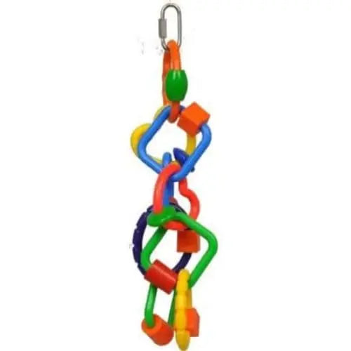 AE Cage Company Happy Beaks Colorful Plastic Rings and Blocks Bird Toy for Medium Birds