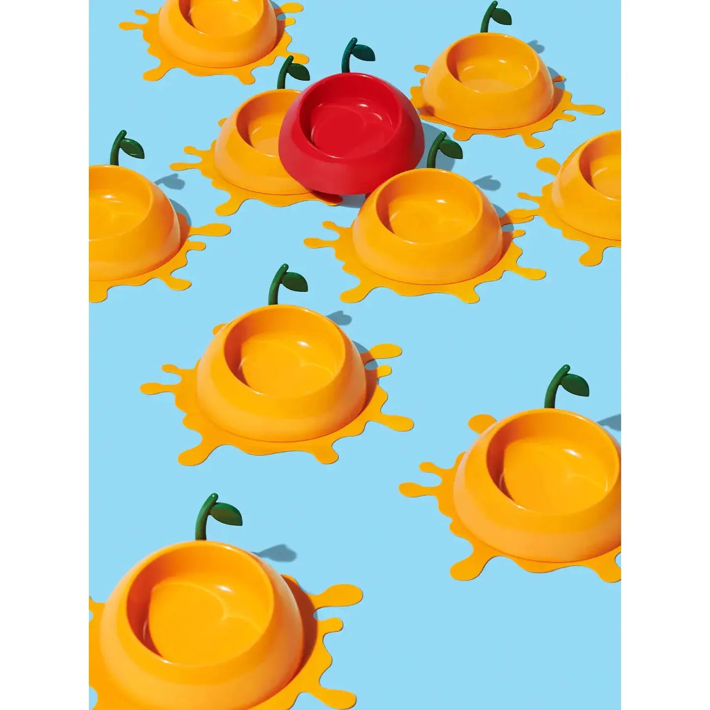 Vetreska Premium Juicy Pet Feeding Set: Bowl, Spoon and Non - Slip Mat in Tangerine Color
