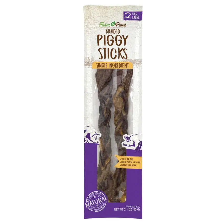 Cadet Farm to Paws Natural Braided Pork Sticks - Long - lasting Dog Treats