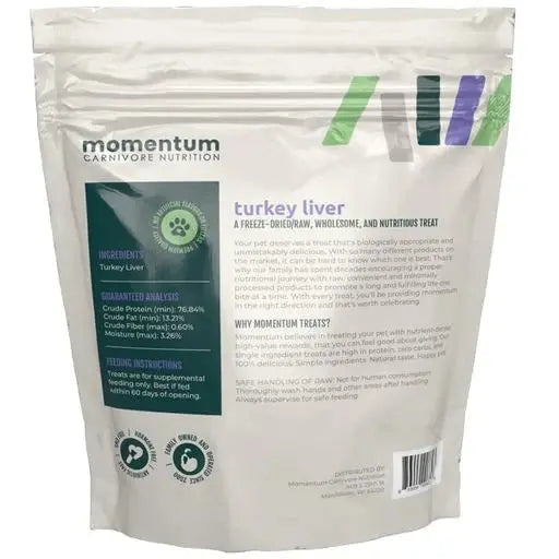 High - Quality Momentum Carnivore Nutrition Freeze - Dried Raw Turkey Liver Dog Treats, 3.5 Ounces