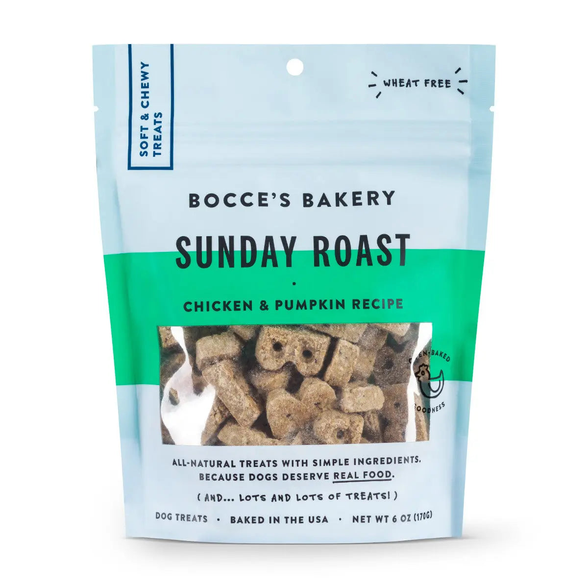 Bocce's Bakery 6oz Soft & Chewy Sunday Roast Dog Treats - Wheat-Free, USA-Baked