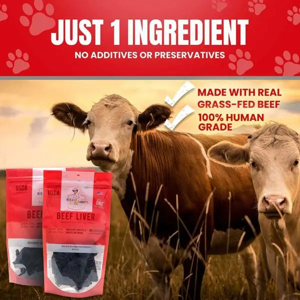 Mika & Sammy’s Premium 5oz Dehydrated Beef Liver Dog Treats - Nutrient - Rich Snack for Canines