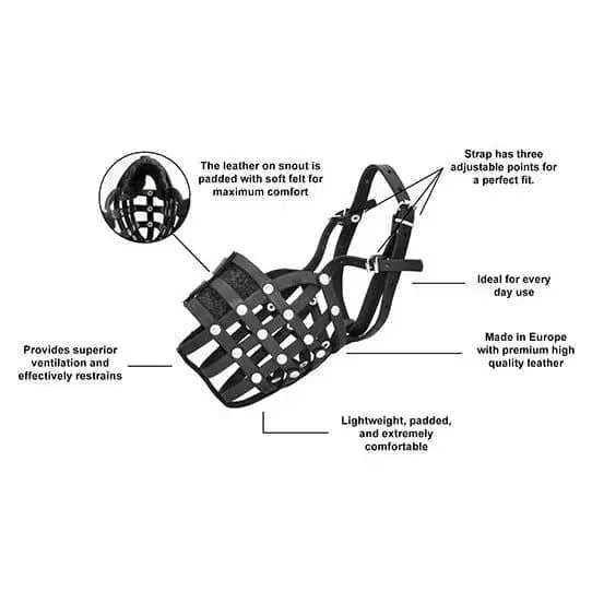 High - Quality European - Made Viper Echo Leather Basket - Style Dog Muzzle for Daily Use
