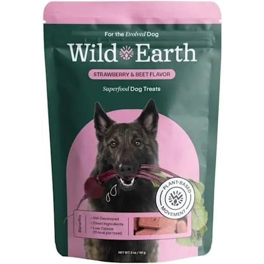 Wild Earth Premium Superfood Vegan Dog Training Treats Enriched with Koji and Strawberry Beet, 5 Ounce Package