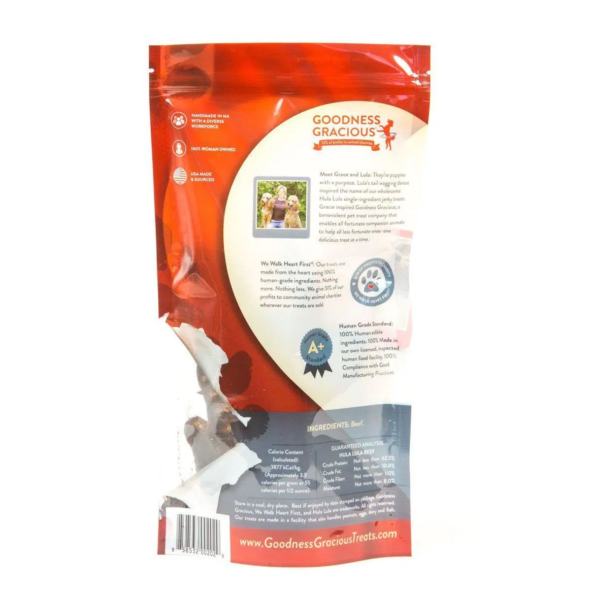 Wholesome Goodness Gracious Hula Lula 4oz Grass - Fed Beef Jerky for Dogs