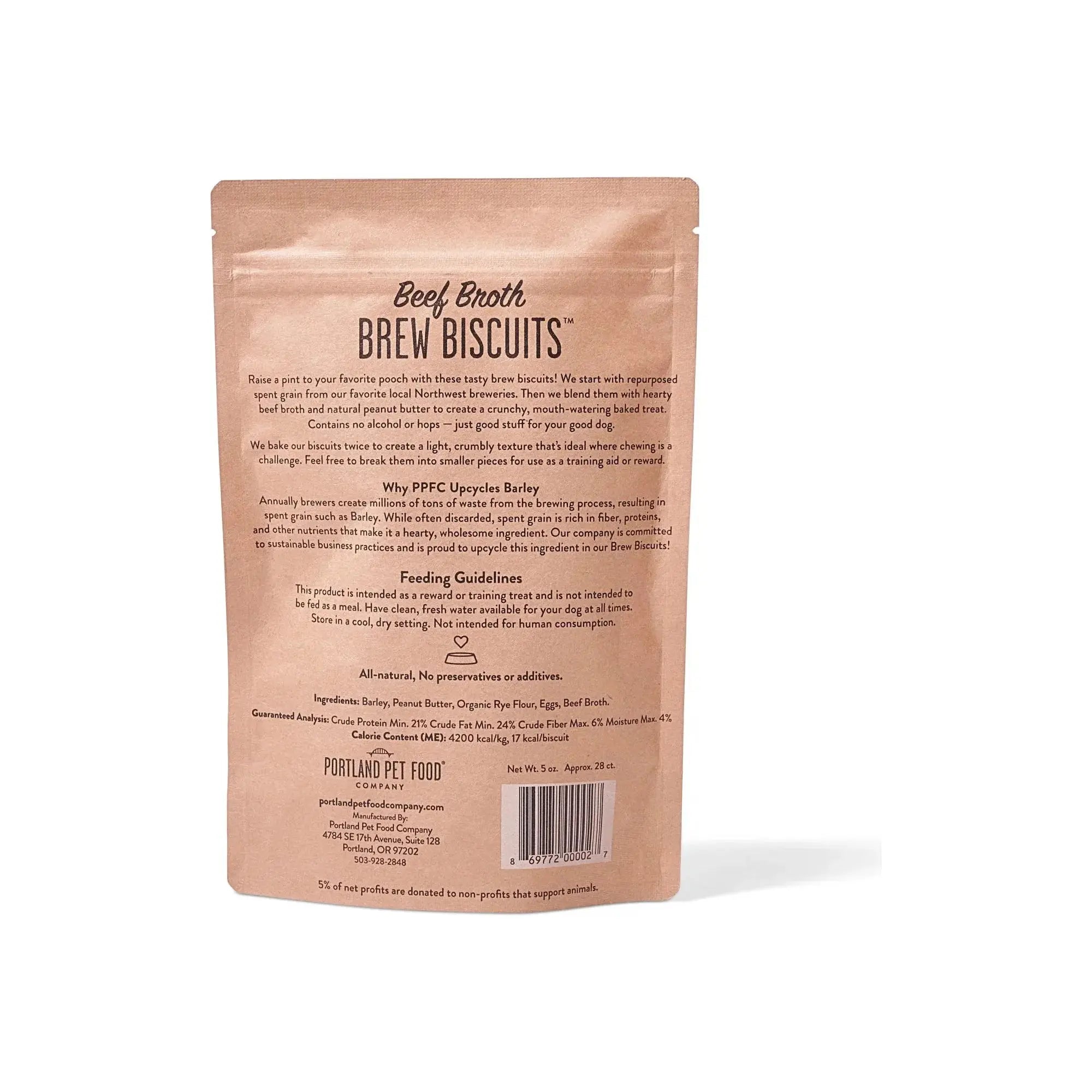 Portland Pet Food Co. Crunchy Beef Broth Brew Dog Biscuit Treats
