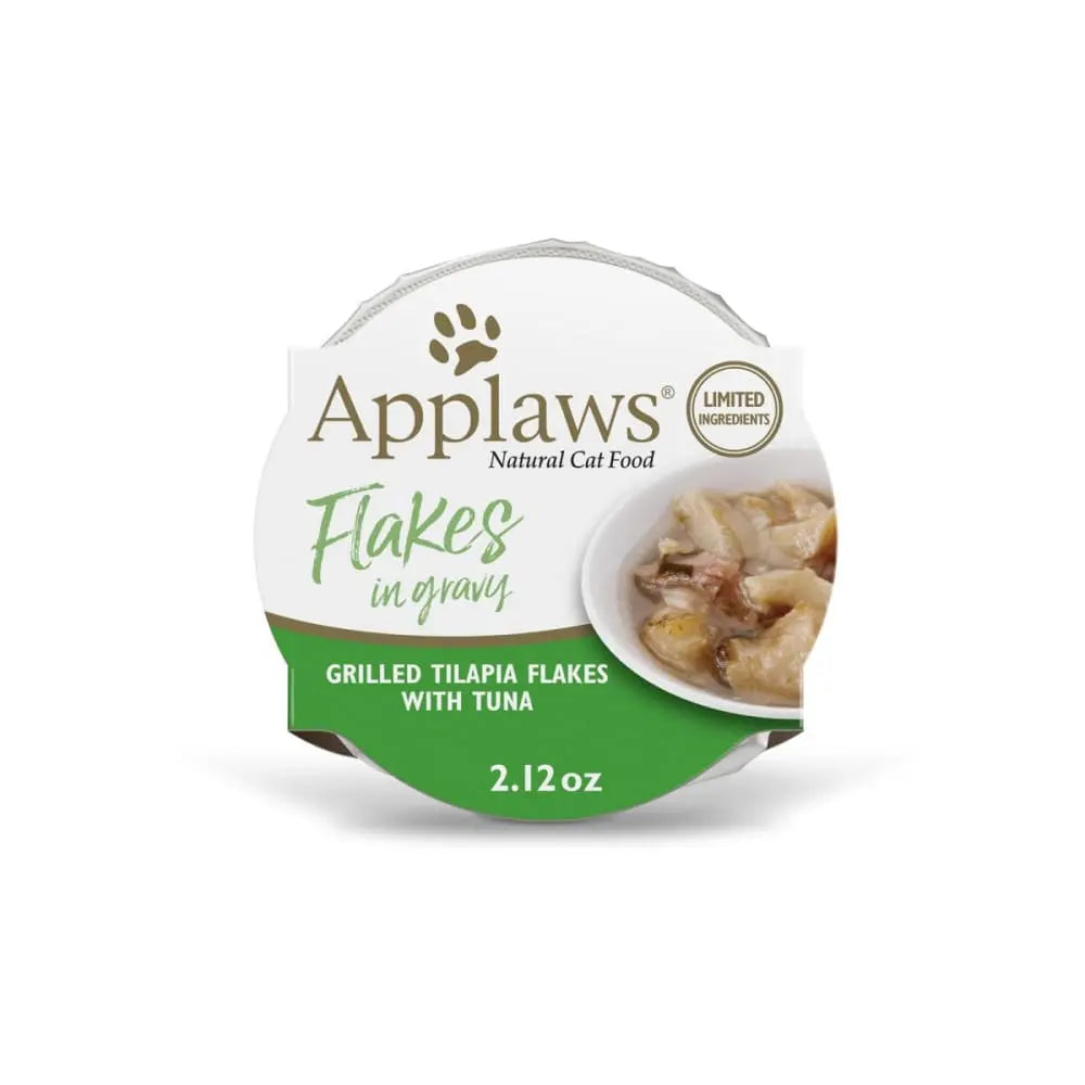 Applaws Natural Complementary Wet Cat Food - 18-Can Case of 2.12oz Pots of Tilapia with Tuna Flakes in Gravy