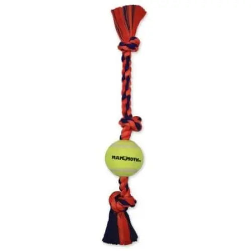 Medium Mammoth Flossy Chews 3-Knot Tug Toy with Tennis Ball in Color 20