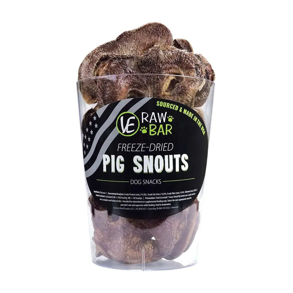 Vital Essentials Raw Bar 14-Piece Bag of Freeze-Dried Pig Snouts Dog Treats
