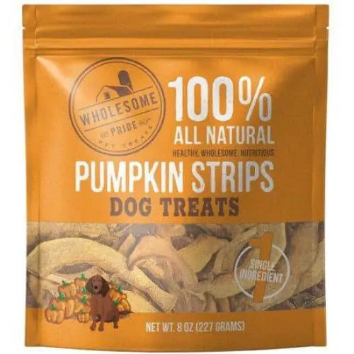 Wholesome Pride All - Natural Dehydrated Pumpkin Strips for Dogs - Premium Dog Treats