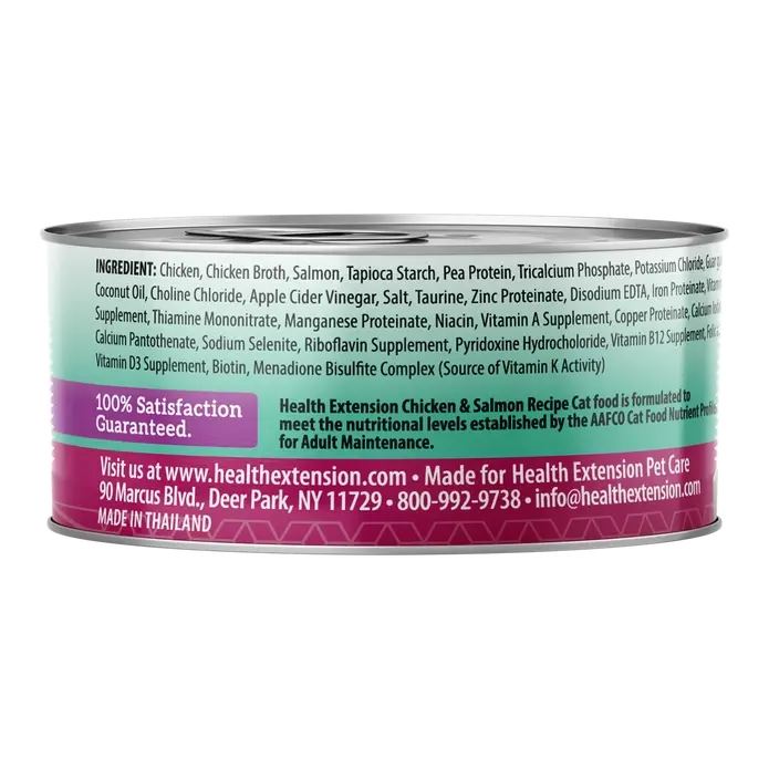 Health Extension Premium Grain-Free Canned Cat Food with Chicken and Salmon - 24 Cans, Each 2.8 oz