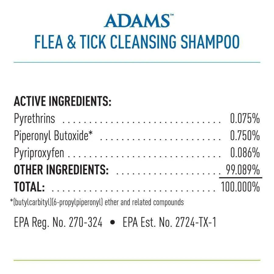 Adams 12 oz Flea and Tick Cleansing Shampoo for Cats and Dogs - Effective Pest Control