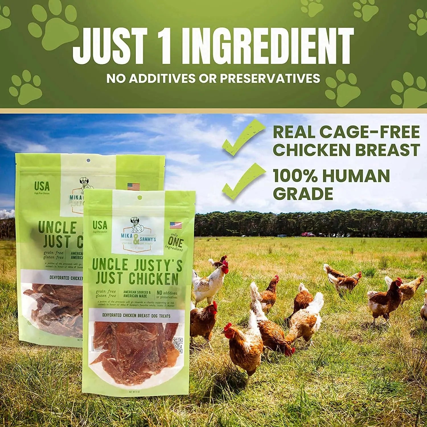 Mika & Sammy’s Uncle Justy’s 5oz All - Natural Dehydrated Chicken Dog Treats