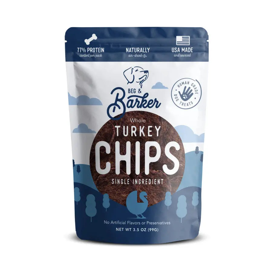 Beg & Barker All - Natural Air - Dried Whole Turkey Gizzard Chips Dog Treats