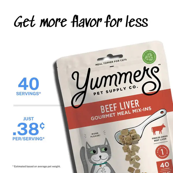 Yummers Gourmet Freeze - dried Single - source Beef Liver Meal Mix - in as a Tasty Food Topper for Cats, 2.5 oz.