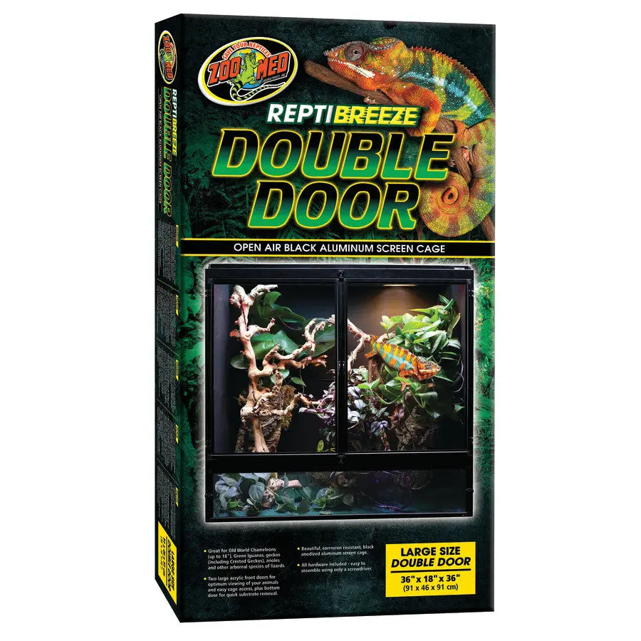 Zoo Med Large 36In X 18In X 18In Double - Door ReptiBreeze Open - Air Reptile Cage