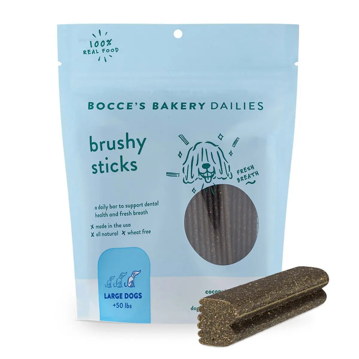 Bocce's Bakery Dailies Large-Sized Dental Treats for Dogs - 13oz Brushy Sticks