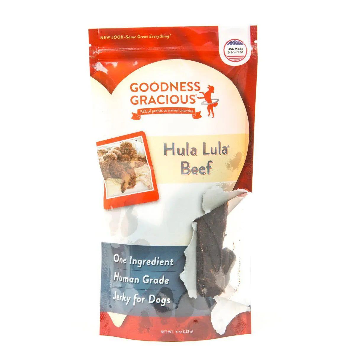 Wholesome Goodness Gracious Hula Lula 4oz Grass - Fed Beef Jerky for Dogs