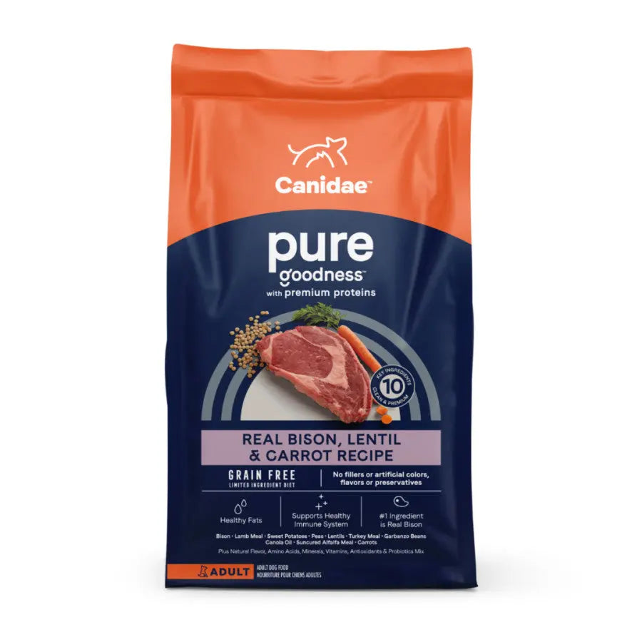 CANIDAE PURE Grain-Free Dry Dog Food with Real Bison, Lentils & Carrots