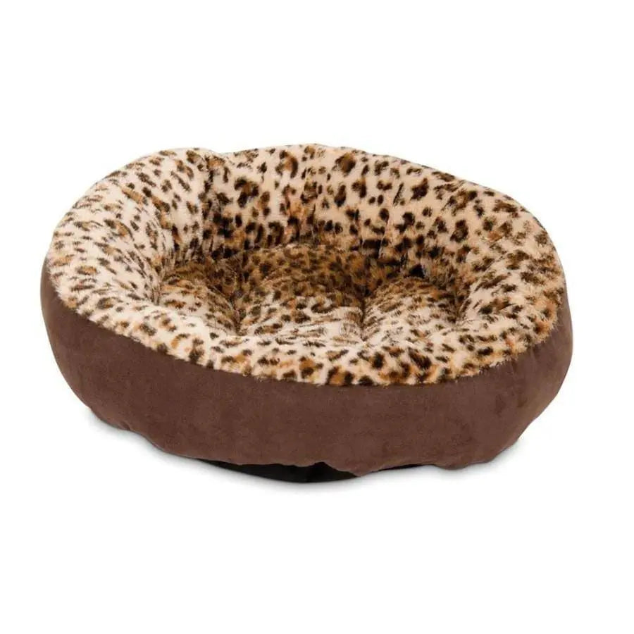 18-inch Aspen Round Dog Bed with Stylish Animal Print, Single Size