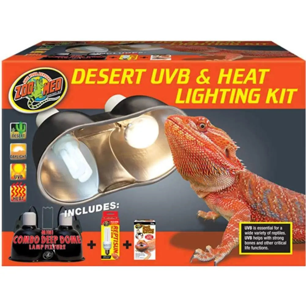 Zoo Med Complete Desert Reptile UVB and Heat Lighting Kit for Ideal Desert Setups