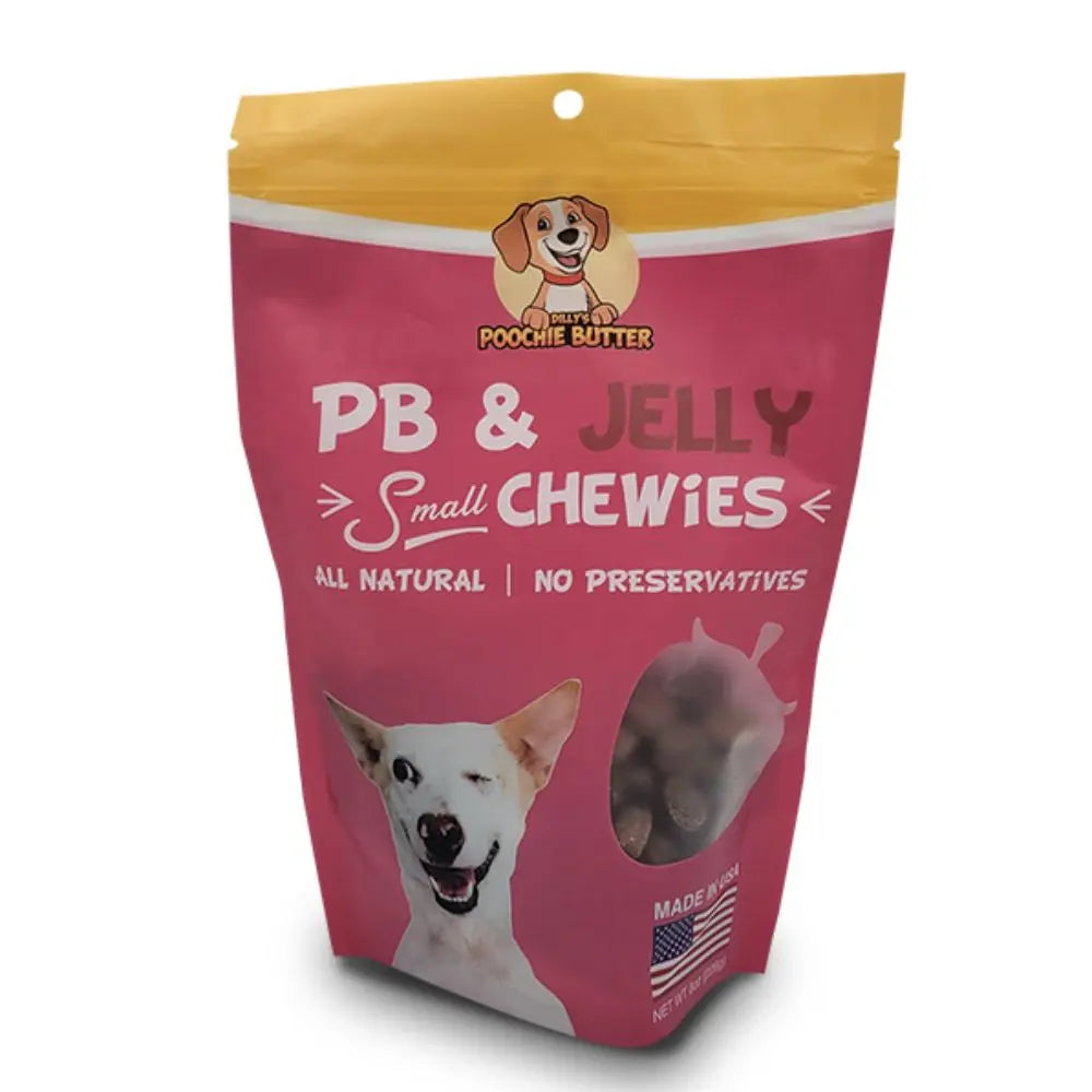 Poochie Butter Delightful Peanut Butter and Jelly Flavored Small Dog Chew Treats