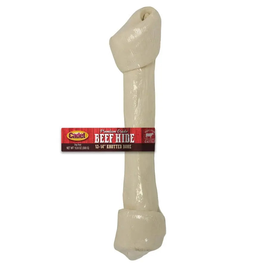 Original Cadet Premium Beef Hide Knotted Dog Chews in the Shape of a Knotted Bone