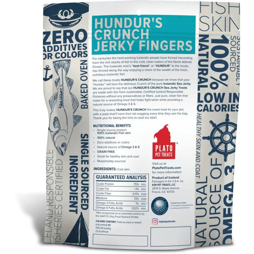 Plato Hundur's Omega - Rich Crunchy Fish Skin Jerky Fingers