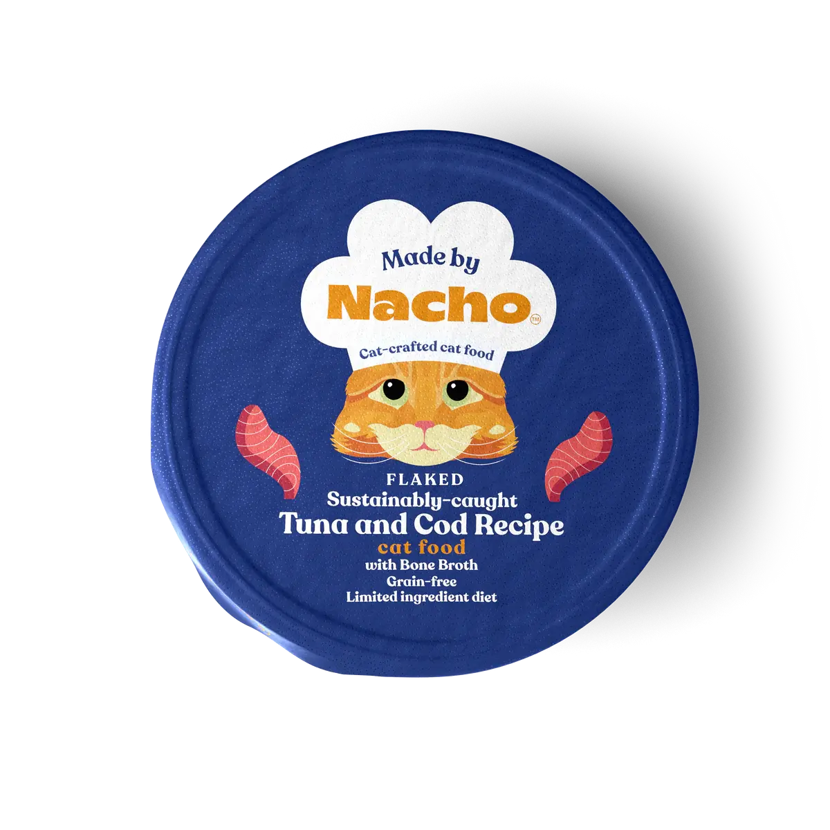 Nacho's Premium Grain-Free Wet Cat Food: A Sustainably Caught Diced Tuna and Cod Recipe with Nourishing Bone Broth, Pack of 10 Pouches, 2.5 oz Each