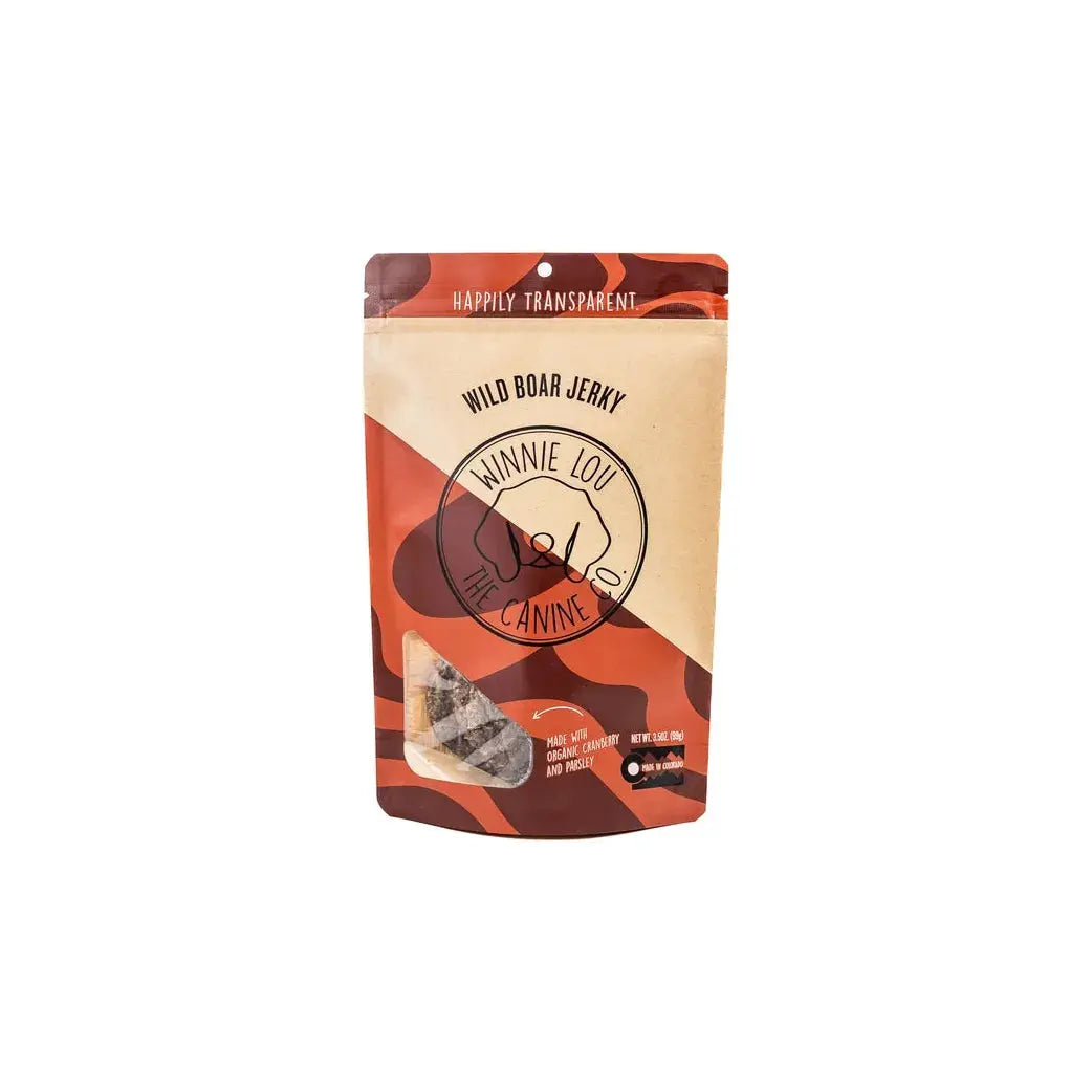 Winnie Lou Premium Free - range and Antibiotic - free Wild Boar Jerky Dog Treats, 4 - ounce Package
