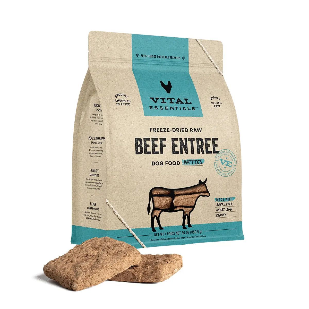 Vital Essentials® 30 oz Freeze-Dried Raw Beef Dog Food Patties for Optimal Health