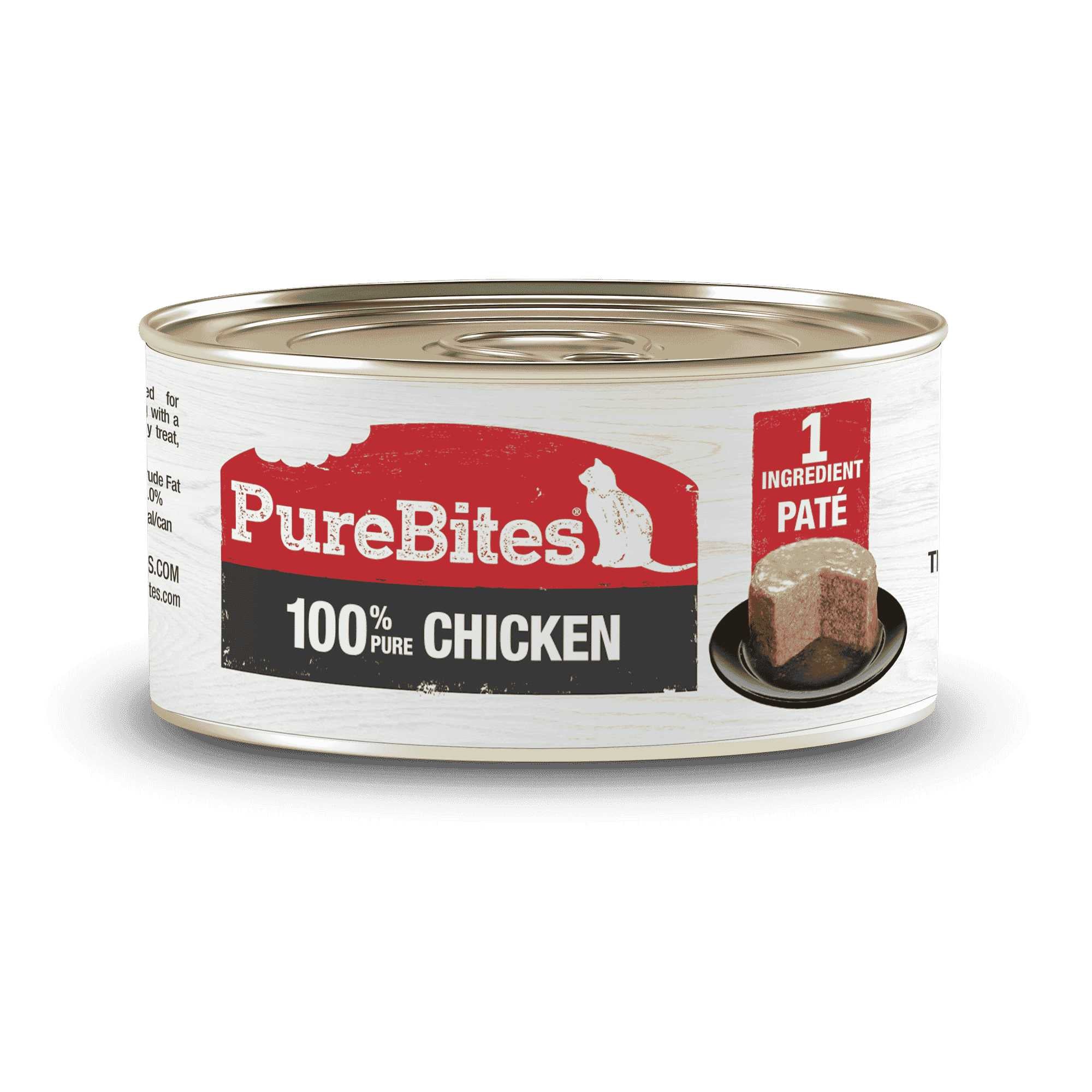 PureBites 100% Chicken Pure Protein Pate-style Cat Food - Pack of 12 Cans, Each 2.5 oz