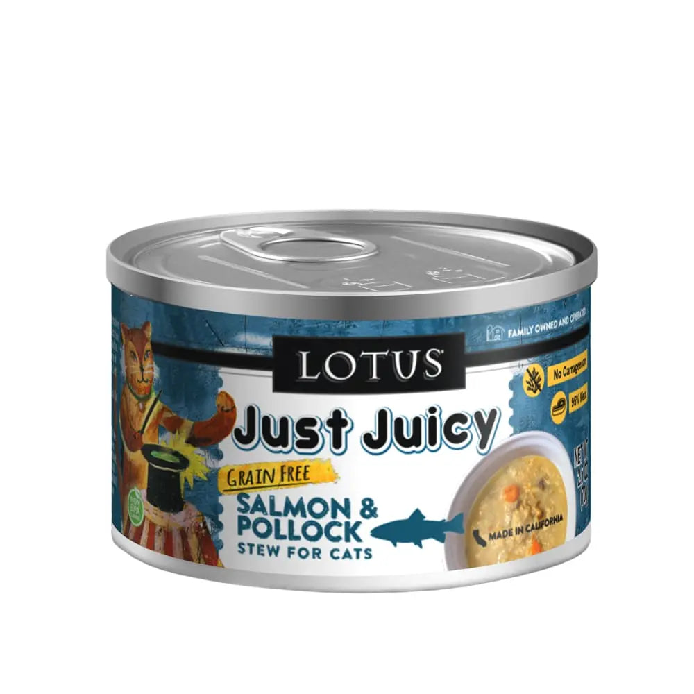 Lotus Premium Grain-Free Canned Cat Food: Just Juicy Stew with Salmon and Pollock